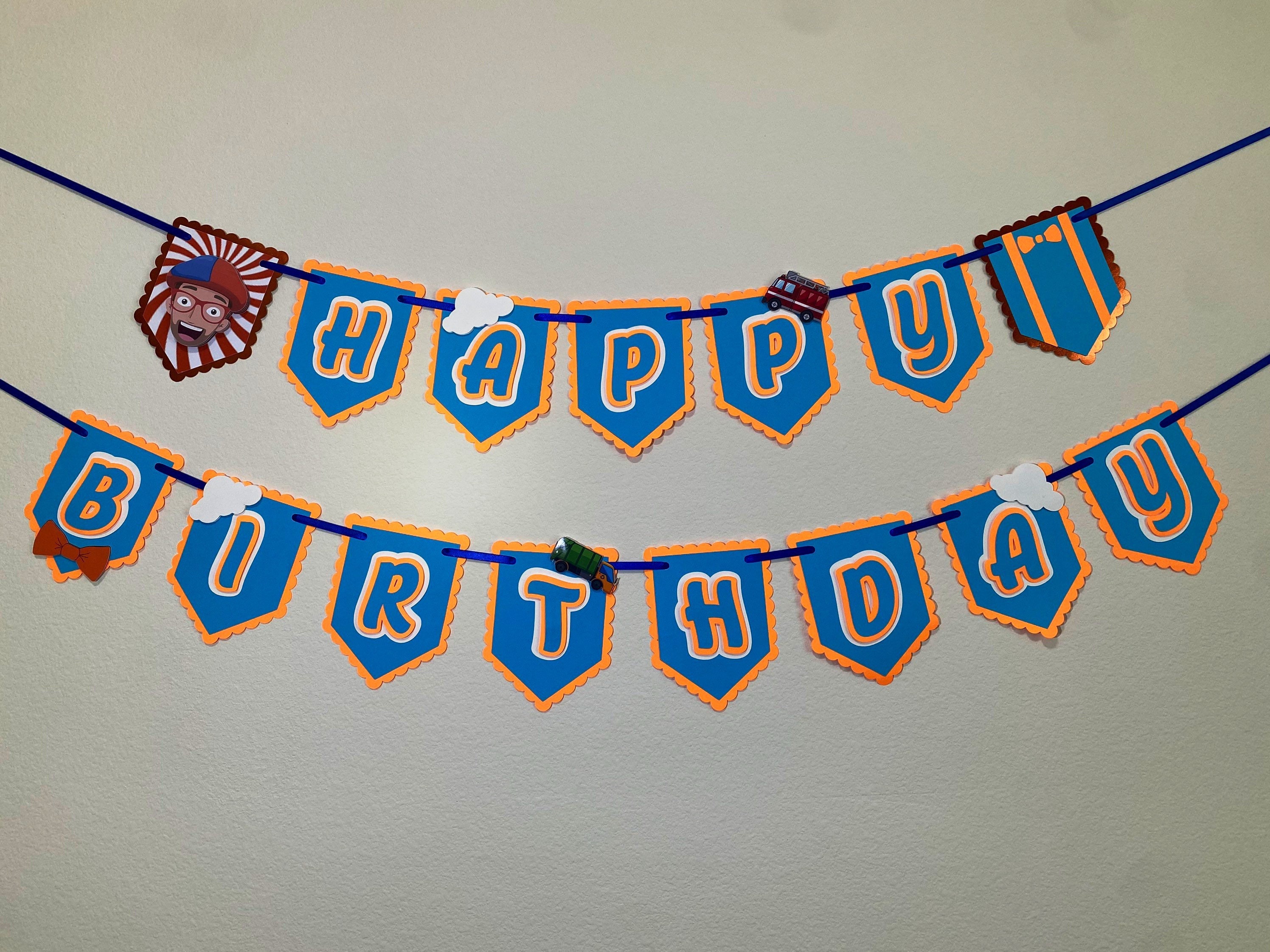Happy Birthday banner Blippi Orange and Blue banner Blippi | Etsy