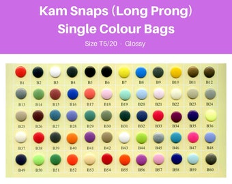 25 Sets LONG PRONG Glossy KAM Snap Fasteners - Size 20/T5