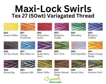Fil pour surjeteuse/surjeteuse varié Maxi-Lock Swirls - 18 couleurs au choix