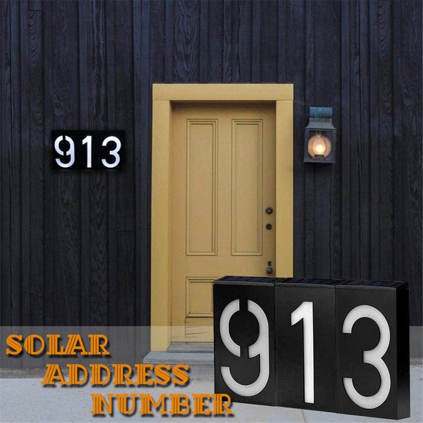 LED-huisnummerlicht op zonne-energie, tuinnummers adresbord op zonne-energie LED-verlichte buitenplaten en muur verlicht voor thuistuin