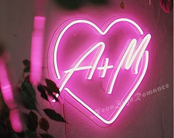 Amor Forma de corazón Letrero de neón personalizado Luz de neón LED flexible Decoración del hogar Texto personalizado Letrero de luz de neón Logotipo Habitación personalizada Decoración para niños Ins