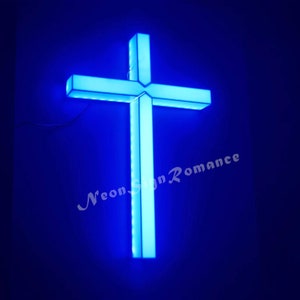 Custom LED Cross Light Sign丨Custom Wall Decor For Jesus Cross Sign丨Handmade 3D Luminous Characters LED Acrylic Signboard丨 Christmas gifts