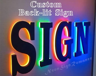 Custom LED Back-lit 3D Logo丨Laser Cut Metal Personalized Business Reception Wall Logo/ Company Name丨Custom Office Stainless Steel Logo Sign