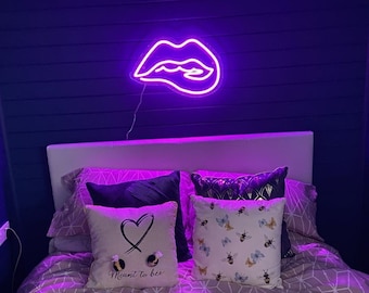 Lips Logo LED Neon Sign丨Custom Flex Led Neon Light Sign of Pattern丨Led Logo Doorplate Makeup Bar Signboard Company Name Store丨Business Neon
