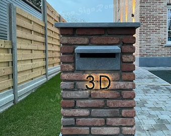 Backlit LED House Numbers, Waterproof Stainless Steel, LED Illuminated Home Address Numbers, Modern Address Sign (Transformer NOT included)
