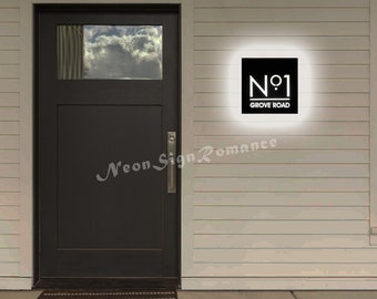 Insegna domestica a LED illuminata personalizzata moderna, numero civico a LED, targa per indirizzo verticale, numeri civici, insegna per indirizzo orizzontale, numero indirizzo