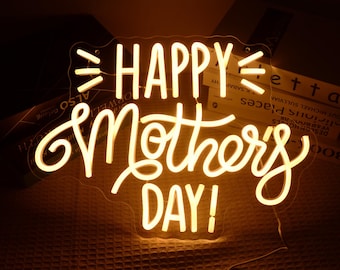 Custom Happy Mothers Day Neon Sign For Wall Home Decor，Personalized LED Light Gift for Mom