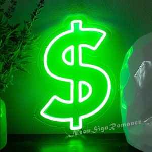 Money Neon Light Sign for Indoor Home Decor丨Green LED Sign for Wall Decor,Game Room,Offices丨Energy Efficient Dollar Shaped Green Neon Signs