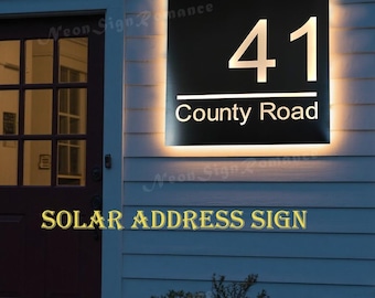 Custom LED House Numbers - Personalized Glowing Metal Address Plaque, Weatherproof Outdoor Sign for Modern Home Exterior & Night Visibility