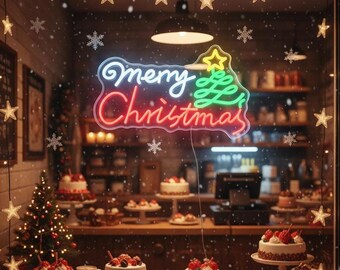 Custom LED Merry Christmas Neon Sign – Holiday Wall Decor, Christmas Gifts & Neon Decor Sign for Festive Home!Christmas Window Lights Decor
