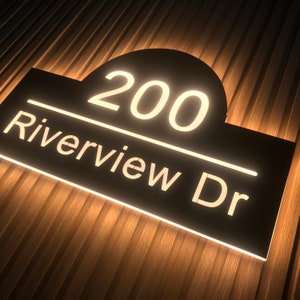 Custom Illuminated LED House Sign, LED House Number, Vertical Address Plaque, House Numbers, Horizontal Address Sign（Adopter NOT Included）