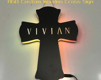 Custom Wooden Bat Name Night Light, Personalized 7 Colors Name Sign, Engraved Remote Wooden Name Nightlight Wall Decor Room Decoration LED