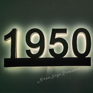 Custom LED Address Sign, LED House Number Sign, Address Plaque Metal, Door Address Sign, LED Back-lit Numbers Sign, Lighted House Number