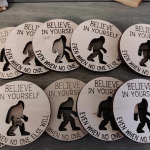 Bigfoot tokens, Bigfoot Challenge Coin- Yeti pocket tokens, pocket hugs. Sasquatch Believe in Yourself
