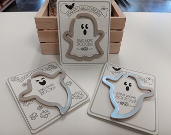 Halloween bookmark-paperclip ghost! Giant paperclip book lovers gift, acrylic