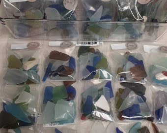 Seeglas- verschiedene Farben und Formen, die Tasche