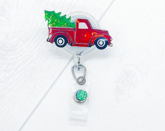 Christmas Truck Badge Reel, Holiday Badge Reel, Christmas Gifts for Coworkers, Winter Badge Reel, Nurse Badge Reel, Secret Santa Gift