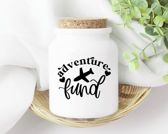 Adventure Fund Decal, Money Jar Decal, Honeymoon Gifts for Couple, Vinyl Decal Stickers, Traveling Gifts for Women, Retirement Gifts for Men