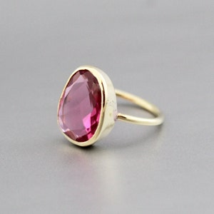 Pink Tourmaline Quartz Ring, Sterling Silver Ring, Ring For Women, Handmade Ring,  Pink Tourmaline Jewelry, Pink Gemstone Ring, Boho Ring