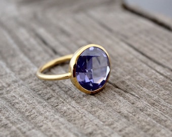 Tanzanite Quartz Ring, Engagement Ring, December Birthstone,Gemstone Ring, Sterling Silver Ring, Statement Ring, Gift For her, Handmade Ring