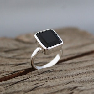 Black Onyx Sterling Silver Ring: Handmade Statement Jewelry