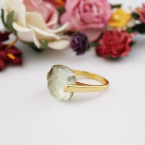 Amethyst Quartz Ring, Sterling Silver Ring, Green Amethyst Ring, Statement Ring, Gemstone Ring, Engagement Ring,  dainty birthstone ring