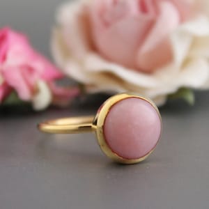 Pink Opal Ring, Ring For Women, Handmade Ring,  Pink Opal Jewelry, Pink Gemstone Ring, Boho Ring, Stacking Ring, Bridesmaid Gift .