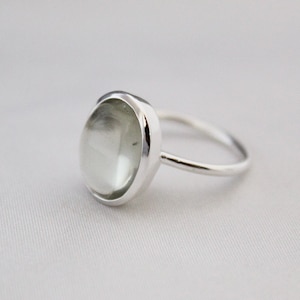Green Amethyst Ring: Oval Prasiolite, Sterling Silver Bezel
