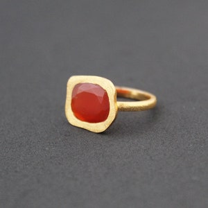 Carnelian Ring, Sterling Silver Ring, Gold Plated Ring, Oval Carnelian Ring, Handmade Ring, Statement Ring, August Birthstone Ring