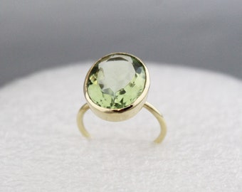 Green Quartz Ring, Gemstone Ring, Gold polish Ring, Dainty Ring, Engagement Ring, Handmade Ring, Statement Ring, Bridesmaid gift.