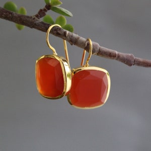 Carnelian Quartz Earrings, Carnelian Gold Plated Earrings , Earring Dangles, Gift For Her, Gemstone Earrings,Carnelian Earrings,Gift for Mom