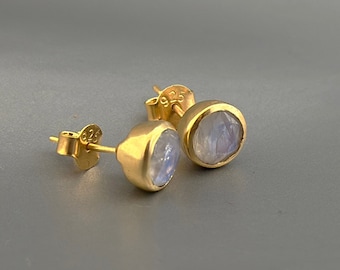 Moonstone Earrings, Moonstone Jewelry,Birthstone Earrings, Gold Studs, Crystal Earrings, Tiny Gold Stud Earrings, Boho Jewelry, Gift For Her