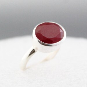 Oval Ruby Sterling Silver Ring: July Birthstone, Minimalist Jewelry