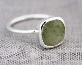Handmade Green Aventurine Ring: Sterling Silver Statement Jewelry