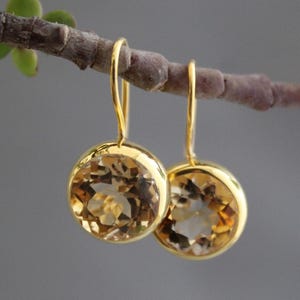 Citrine Earrings, November Birthstone Earrings, Gold Earrings, Citrine Gemstones Drops, Gift For Her,Luck & Fortune Stone, Gifts