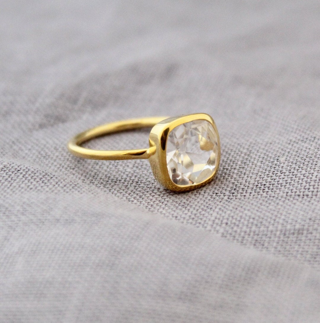 Handmade Rock Crystal Ring: Gold Plated Sterling Silver Band - Etsy