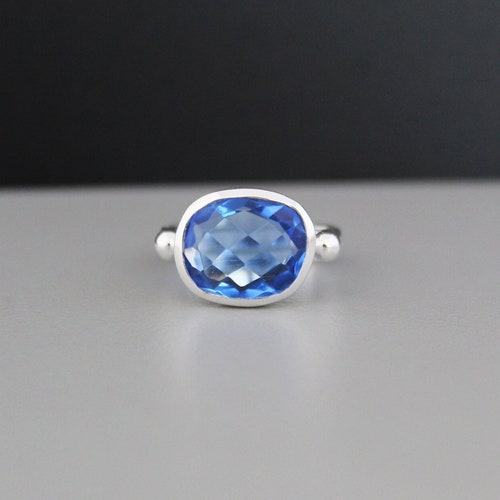 Anillo de cuarzo tanzanita y plata de ley hecho a mano - Piedra de nacimiento de diciembre, anillo para mujer