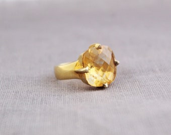 Citrine Ring, November Birthstone, Engagement Ring, Gemstone Handmade Ring, Gold Plated Ring, Statement Ring, Engagement Ring