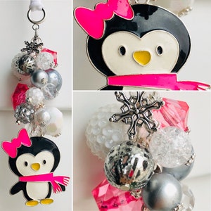 Frozen-Olaf-Inspired CAR CHARM Snowman Rhinestone Beaded CLIP Acrylic Snowflake Winter Ice Crystal Beads Charms Pendant Rear-View Mirror