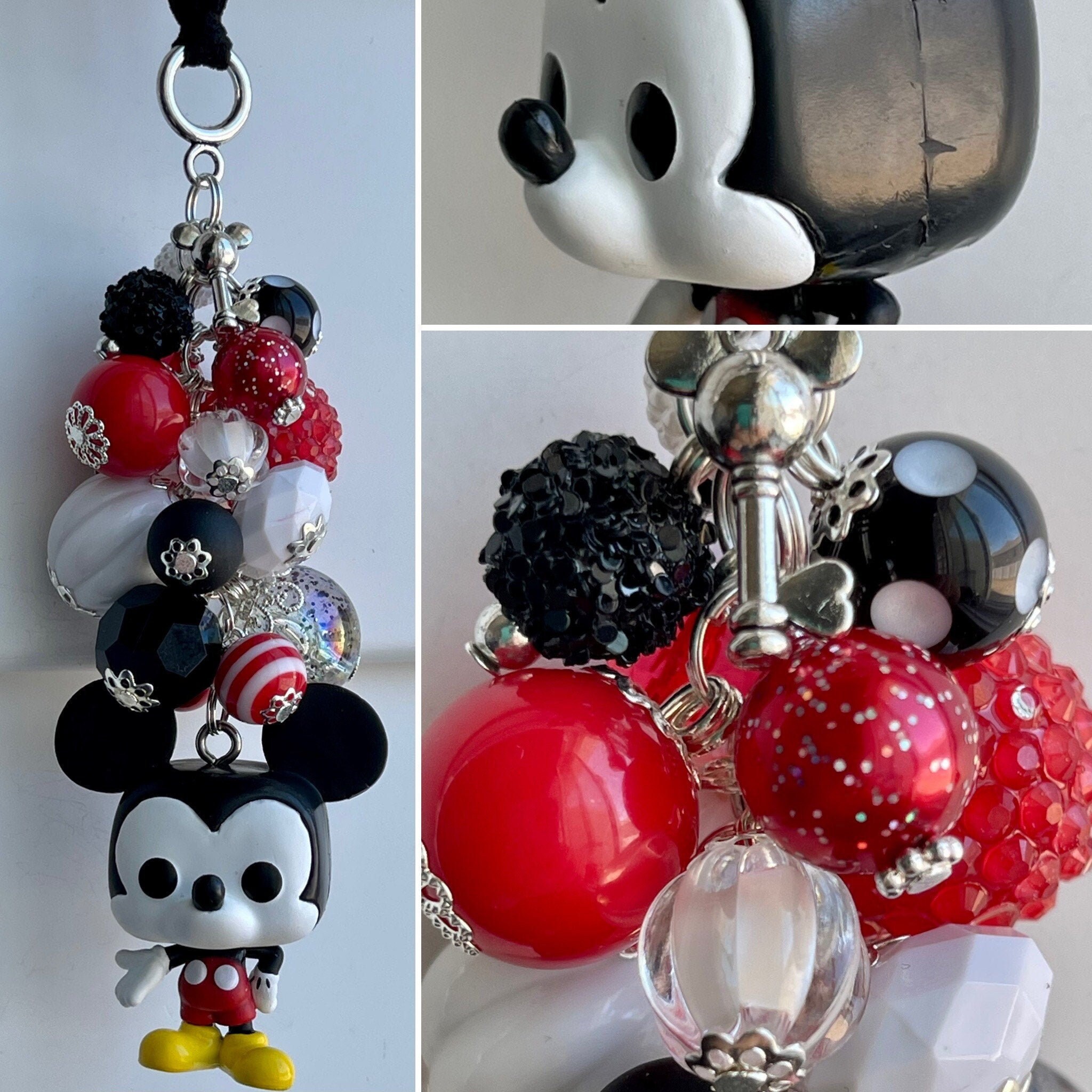CaR MiRRoR CHaRM \u2022 PRINCESS LEIA \u2022 for Rear View Mirror \u2022 Beaded Decor Rhinestone Enamel Pendant Beads Star Wars Funko Pop White Silver