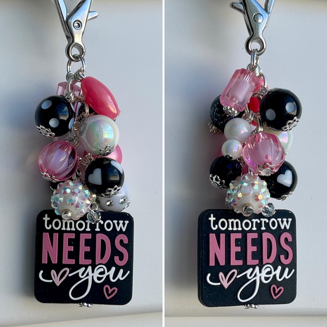 Beaded CLIP Charm for Purse, Lanyard, Bag Decor • MENTAL HEALTH ...