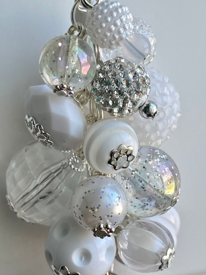 CaR MiRRoR CHaRM \u2022 PRINCESS LEIA \u2022 for Rear View Mirror \u2022 Beaded Decor Rhinestone Enamel Pendant Beads Star Wars Funko Pop White Silver