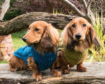 Cable knit Dachshund Jumper (Teal)