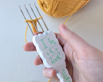 4-Needle I-Cord Tool – Latch Hook Needle – 4 Latch Hook Tool 9 mm Gauge – Four Hooks on One Side