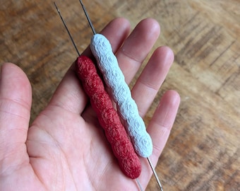 Double Fine 3.6mm gauge latch hook tool • 3D printed handle with extra grip • Mini latch hook for fine gauge machines