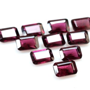 Mozambique Garnet Faceted Gemstone 10 Pcs Lot Rectangle Shape Loose Garnet Ring Size Gemstone 5x3 To 6x4 MM 7.50 CT