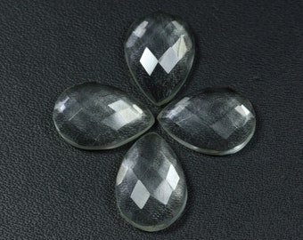 Natural Crystal Quartz Faceted Gemstone Flat Back Rose Cut Crystal Quartz Birthstone Gemstone Ring Size pear Shape Quartz Gemstone