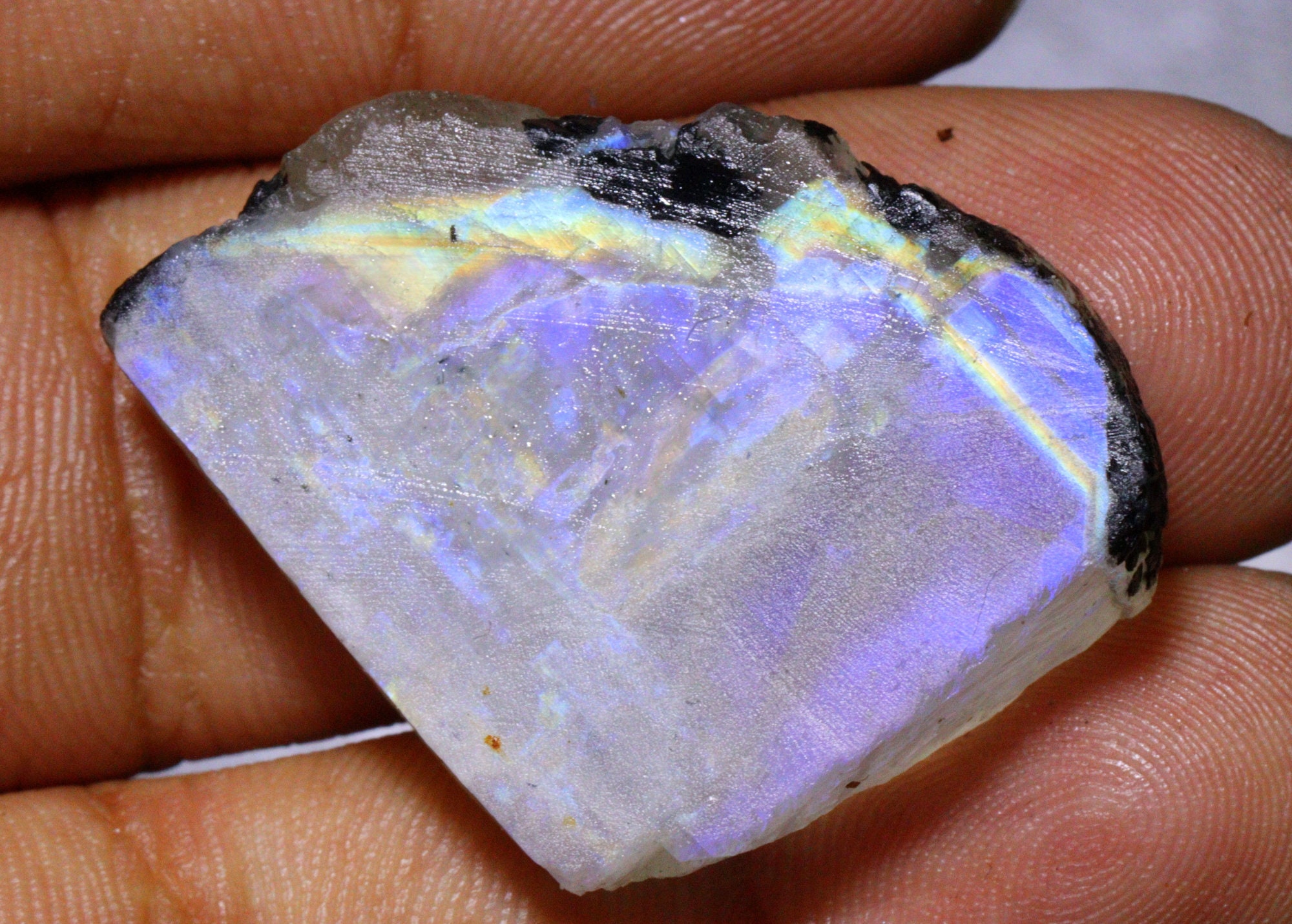 Natural Rainbow Moonstone rough Gemstone Moonstone Raw Blue Etsy