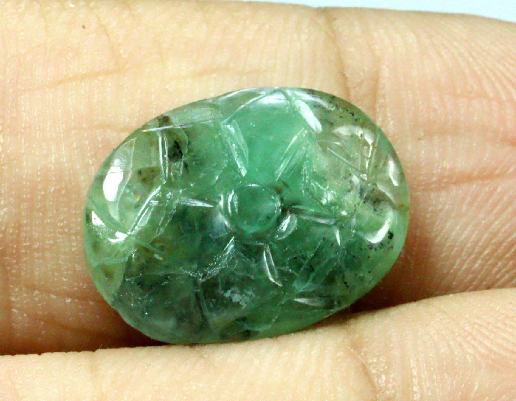 Natural Emerald Carved Gemstone 6.30 Ct. Zambian Emerald | Etsy