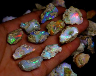 Ethiopian Opal Rough: Natural Multi-Fire Gemstone for Jewelry Making